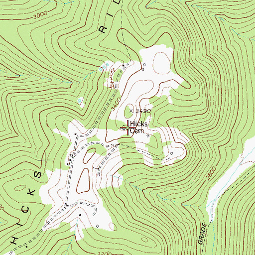 Topographic Map of Hicks Cemetery, WV