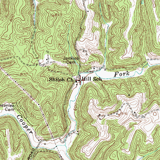 Topographic Map of Hill School (historical), WV