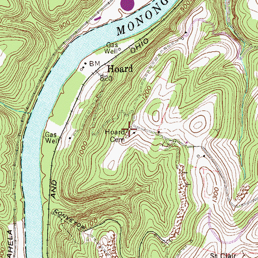 Topographic Map of Hoard Cemetery, WV