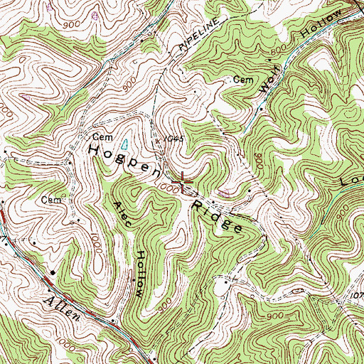Topographic Map of Hogpen Ridge, WV
