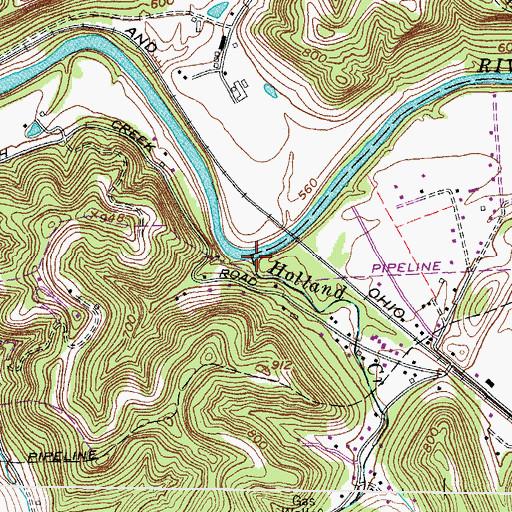 Topographic Map of Holland Creek, WV