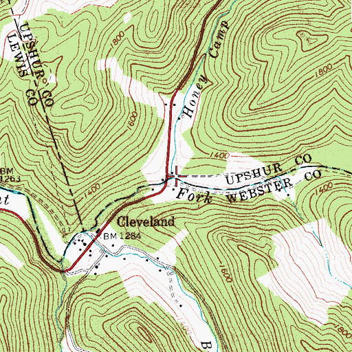 Topographic Map of Honey Camp Run, WV