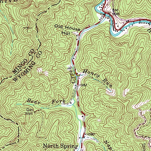 Topographic Map of Honey Run, WV