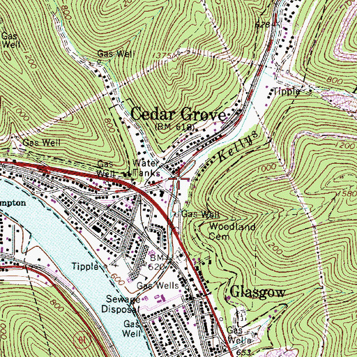 Topographic Map of Horsemill Branch, WV