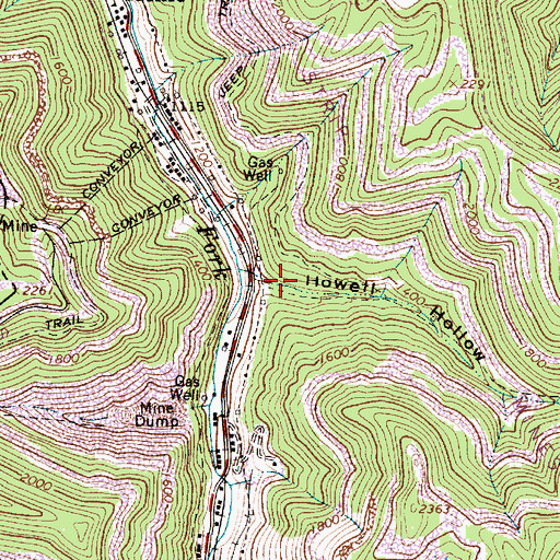 Topographic Map of Howell Hollow, WV