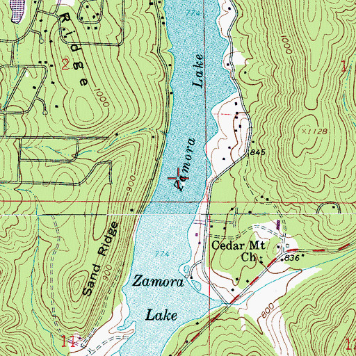 Topographic Map of Zamora Lake, AL
