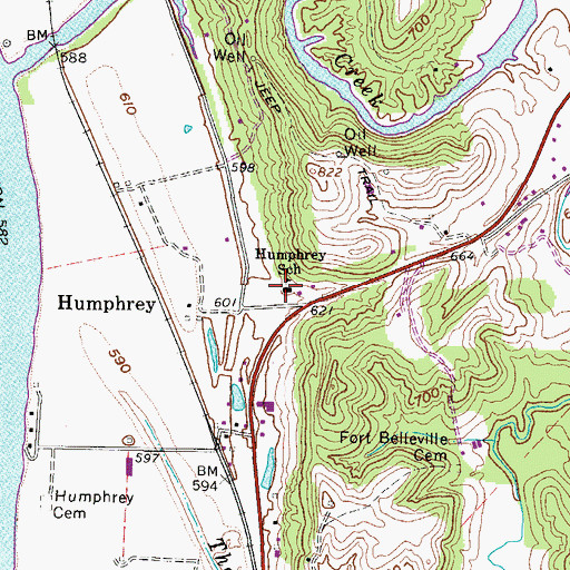 Topographic Map of Humphrey School (historical), WV