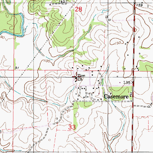 Topographic Map of Zion Church, AL