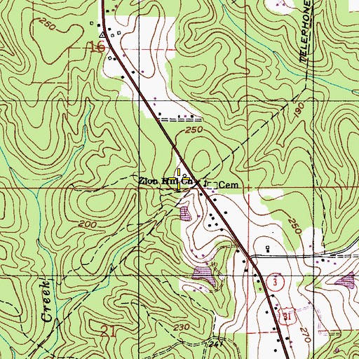 Topographic Map of Zion Hill Baptist Church, AL