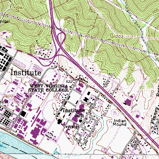 Topographic Map of Institute, WV
