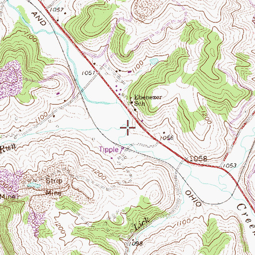 Topographic Map of Isaacs Run, WV