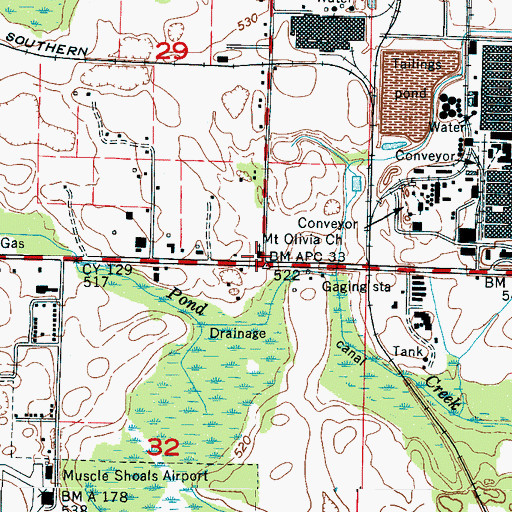 Topographic Map of Mount Olivious School (historical), AL