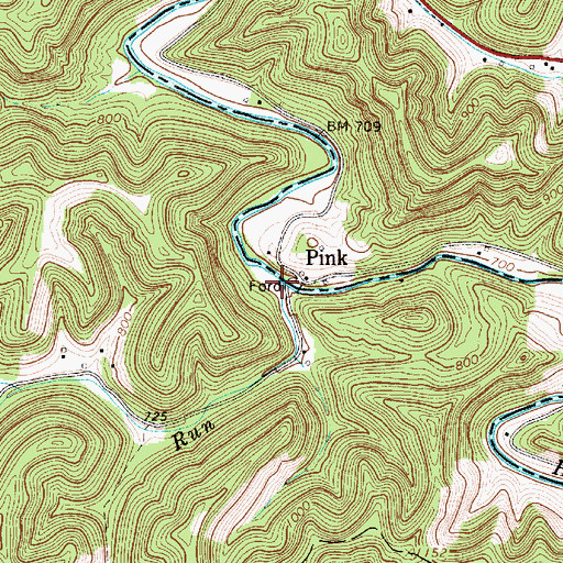 Topographic Map of Island Run, WV