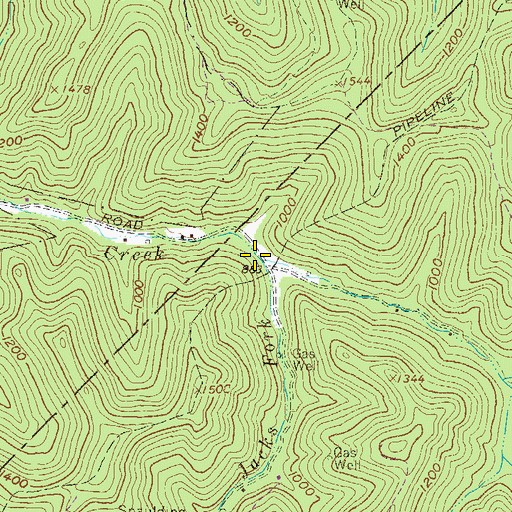 Topographic Map of Jacks Fork, WV
