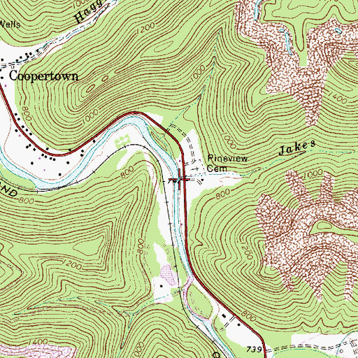 Topographic Map of Jakes Branch, WV