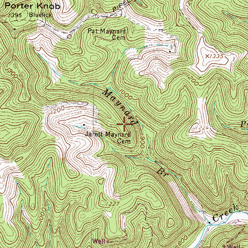Topographic Map of Jarett Maynard Cemetery, WV
