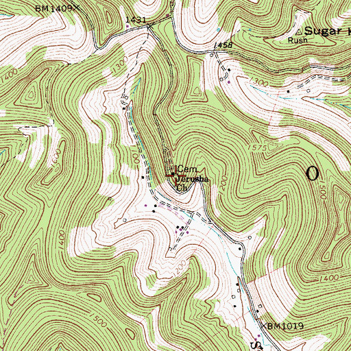 Topographic Map of Jerusha Church, WV