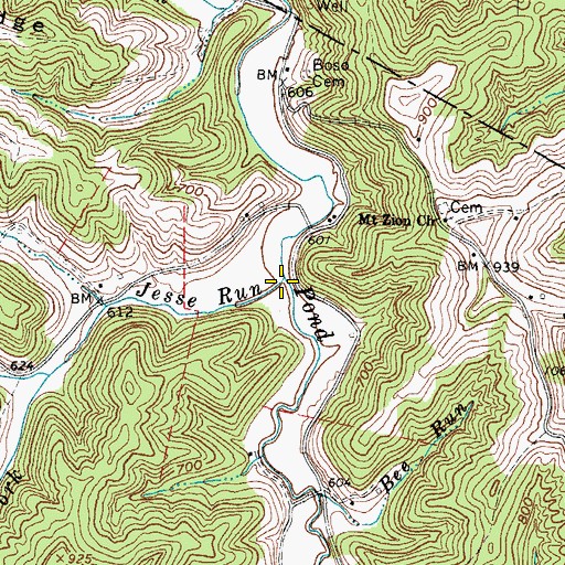 Topographic Map of Jesse Run, WV