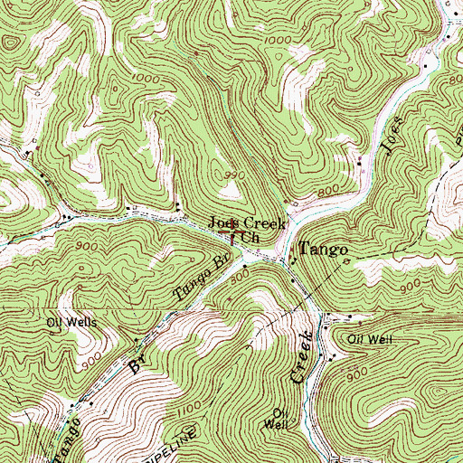 Topographic Map of Joes Creek Church, WV