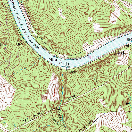 Topographic Map of Joes Run, WV