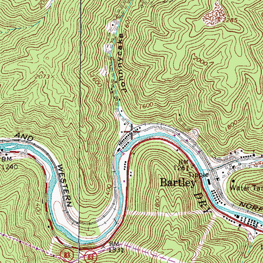 Topographic Map of Johnnycake Hollow, WV