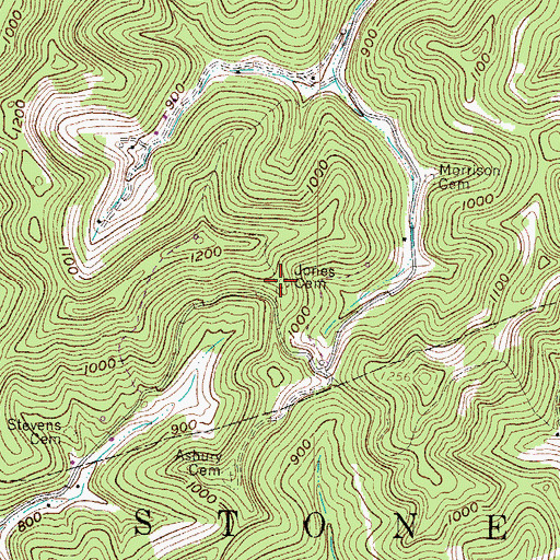 Topographic Map of Jones Cemetery, WV