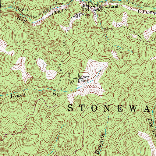 Topographic Map of Jones Cemeteries, WV