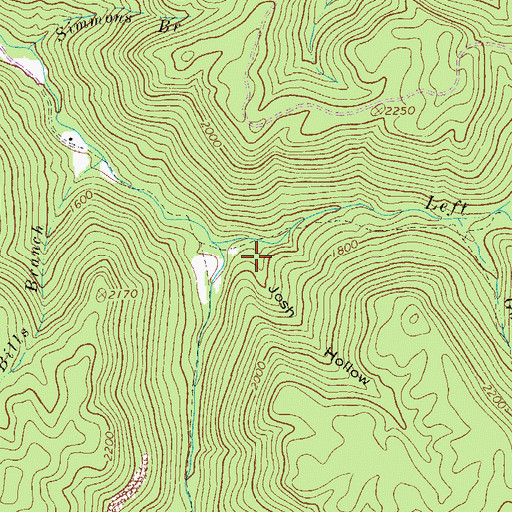 Topographic Map of Josh Hollow, WV
