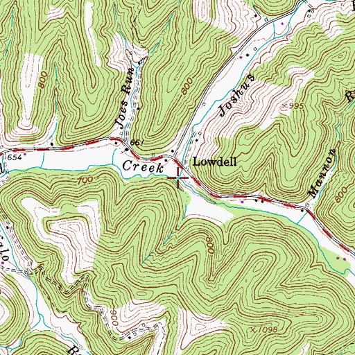 Topographic Map of Joshus Fork, WV