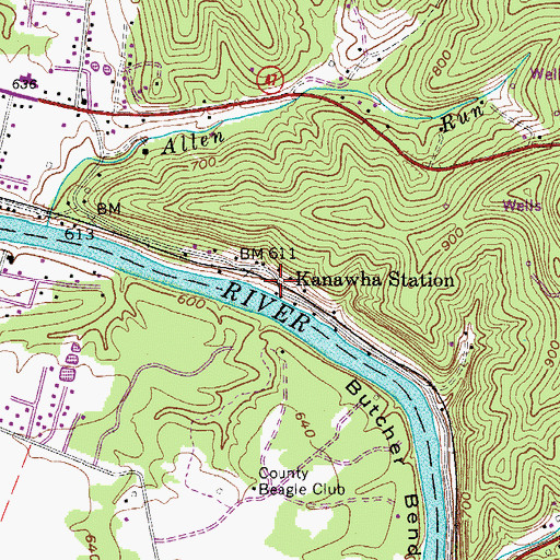Topographic Map of Kanawha Station, WV