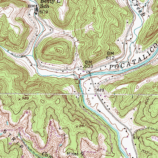 Topographic Map of Kelly Creek, WV