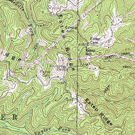 Topographic Map of Kennedy Cemetery, WV