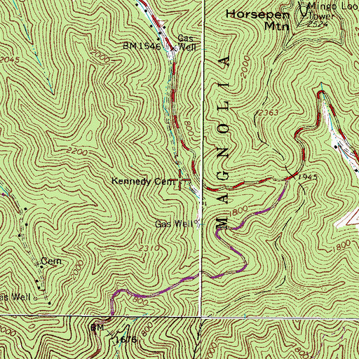 Topographic Map of Kennedy Cemetery, WV