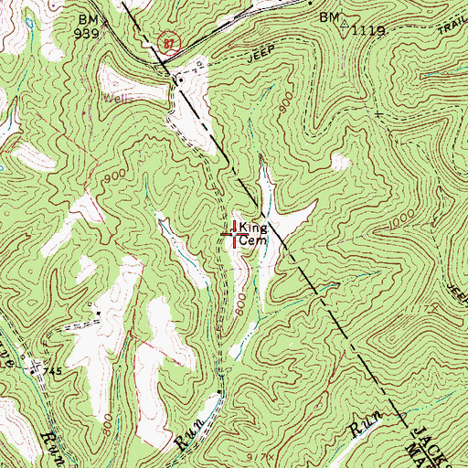 Topographic Map of King Cemetery, WV