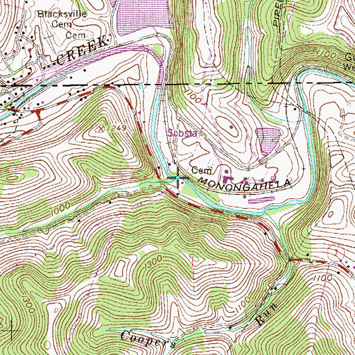 Topographic Map of Kings Run, WV