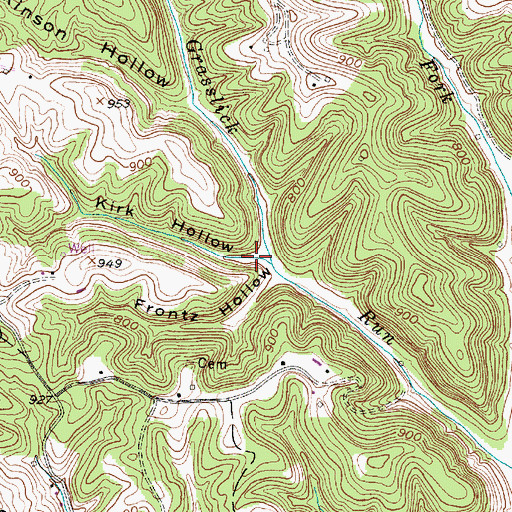 Topographic Map of Kirk Hollow, WV