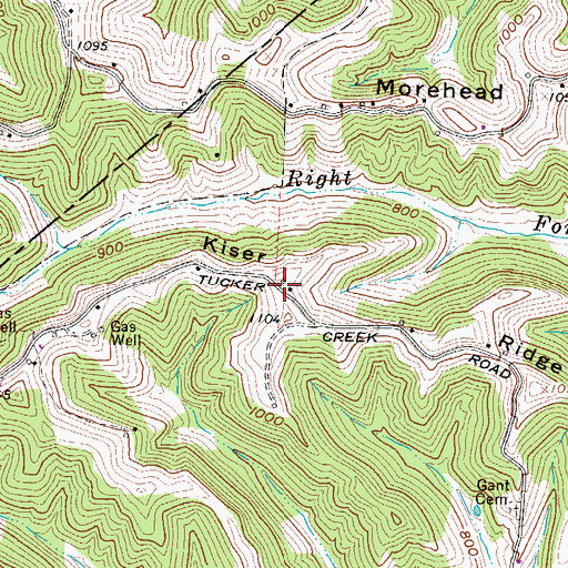 Topographic Map of Kiser Ridge, WV