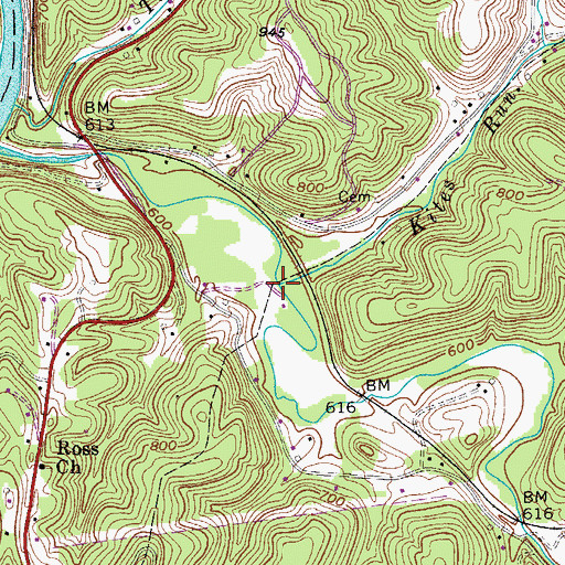 Topographic Map of Kites Run, WV