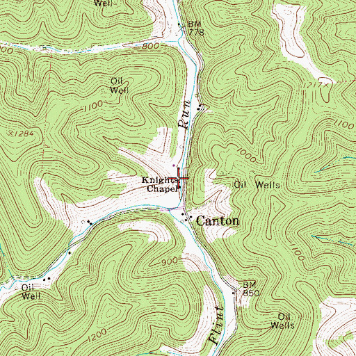 Topographic Map of Knights Chapel, WV