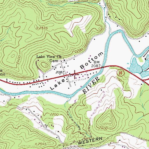Topographic Map of Lake Bottom, WV