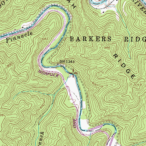 Topographic Map of Lambert Branch, WV