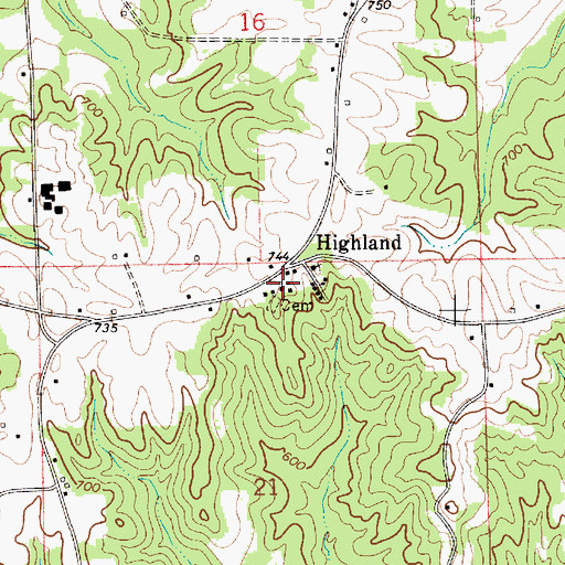 Topographic Map of Highland Church of God, AL