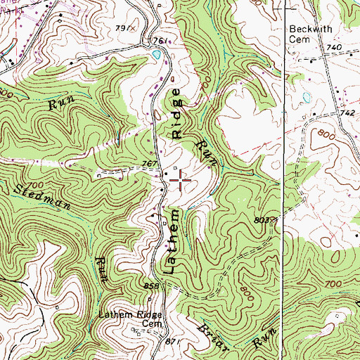 Topographic Map of Lathem Ridge, WV