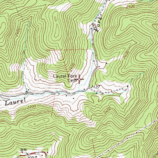 Topographic Map of Laurel Fork Cemetery, WV