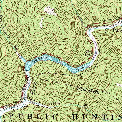 Topographic Map of Laurel Lake, WV