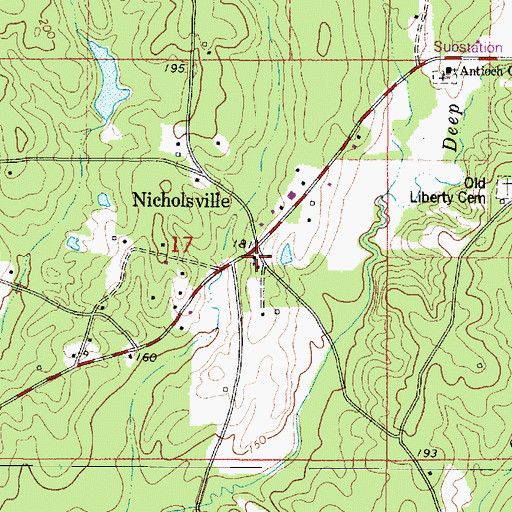 Topographic Map of Nicholsville Baptist Church, AL