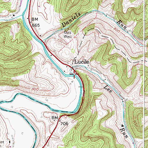 Topographic Map of Lee Run, WV
