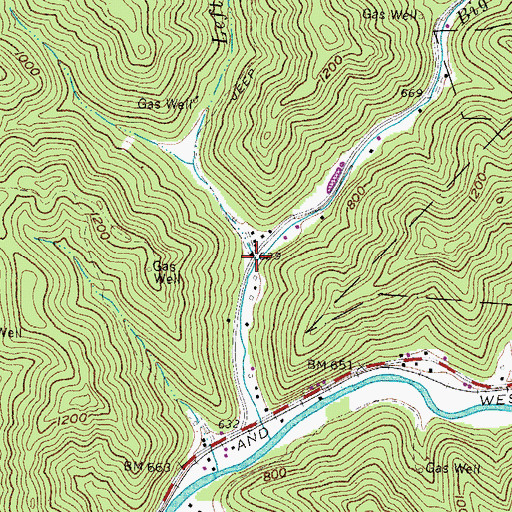 Topographic Map of Left Fork Big Branch, WV