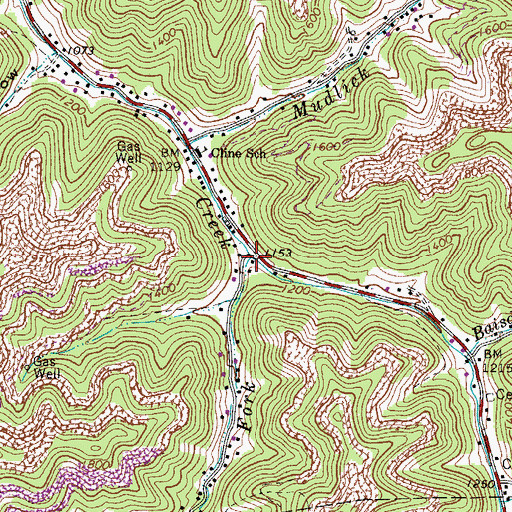Topographic Map of Left Fork Gilbert Creek, WV