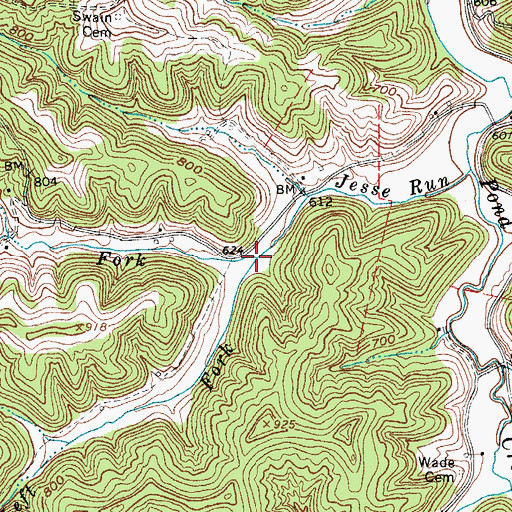 Topographic Map of Left Fork Jesse Run, WV